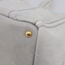 PRADA Canapa MM Hand Bag Canvas Light Blue Gold Tone Auth bs37121-12
