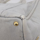 PRADA Canapa MM Hand Bag Canvas Light Blue Gold Tone Auth bs37121-14
