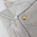 PRADA Canapa MM Hand Bag Canvas Light Blue Gold Tone Auth bs37121-15