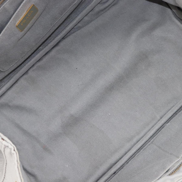 PRADA Canapa MM Hand Bag Canvas Light Blue Gold Tone Auth bs37121