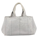 PRADA Canapa MM Hand Bag Canvas Light Blue Gold Tone Auth bs37121-2