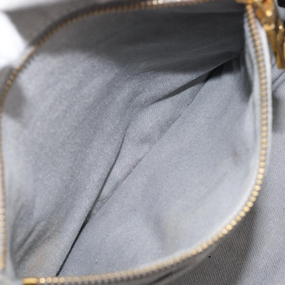 PRADA Canapa MM Hand Bag Canvas Light Blue Gold Tone Auth bs37121
