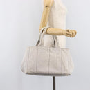 PRADA Canapa MM Hand Bag Canvas Light Blue Gold Tone Auth bs37121-29