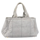 PRADA Canapa MM Hand Bag Canvas Light Blue Gold Tone Auth bs37121-3