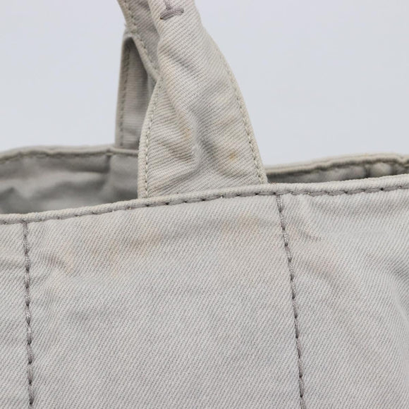 PRADA Canapa MM Hand Bag Canvas Light Blue Gold Tone Auth bs37121