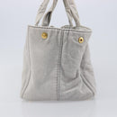 PRADA Canapa MM Hand Bag Canvas Light Blue Gold Tone Auth bs37121-5