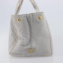 PRADA Canapa MM Hand Bag Canvas Light Blue Gold Tone Auth bs37121-6