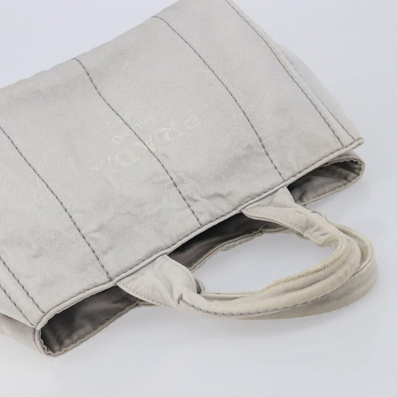 PRADA Canapa MM Hand Bag Canvas Light Blue Gold Tone Auth bs37121