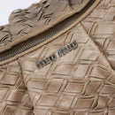 Miu Miu Hand Bag Leather Brown Silver Auth bs37122A-18