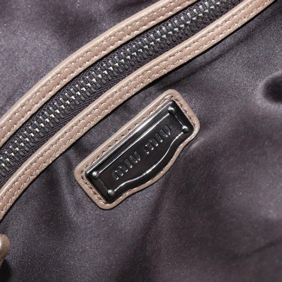 Miu Miu Hand Bag Leather Brown Silver Auth bs37122A
