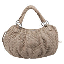 Miu Miu Hand Bag Leather Brown Silver Auth bs37122A-13