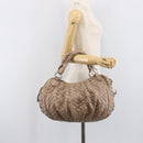 Miu Miu Hand Bag Leather Brown Silver Auth bs37122A-24