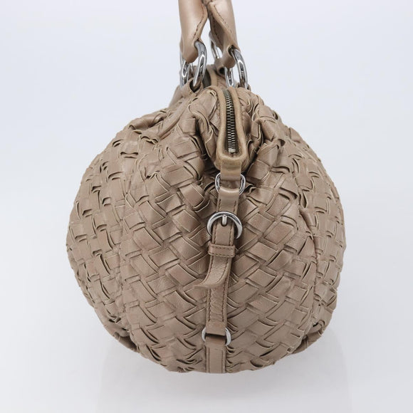 Miu Miu Hand Bag Leather Brown Silver Auth bs37122A