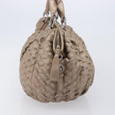 Miu Miu Hand Bag Leather Brown Silver Auth bs37122A-4
