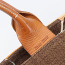 Miu Miu Tote Bag Canvas Brown Gold Tone Auth bs37123-18