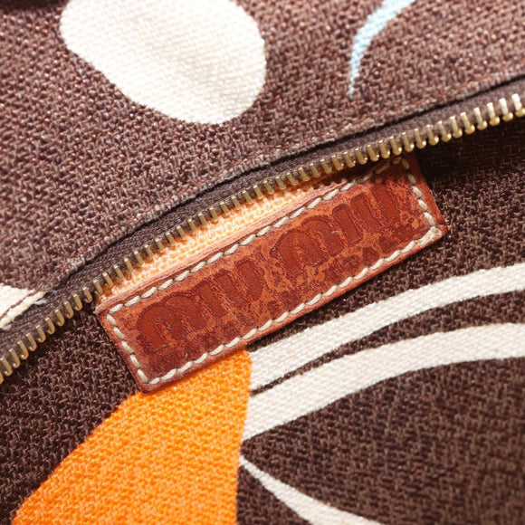 Miu Miu Tote Bag Canvas Brown Gold Tone Auth bs37123