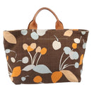 Miu Miu Tote Bag Canvas Brown Gold Tone Auth bs37123-13