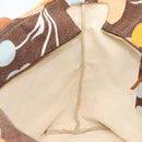 Miu Miu Tote Bag Canvas Brown Gold Tone Auth bs37123-23