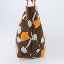 Miu Miu Tote Bag Canvas Brown Gold Tone Auth bs37123-3