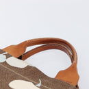 Miu Miu Tote Bag Canvas Brown Gold Tone Auth bs37123-14