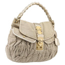 Miu Miu Matelasse Hand Bag Canvas Beige Gold Tone Auth bs37124-1