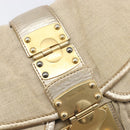 Miu Miu Matelasse Hand Bag Canvas Beige Gold Tone Auth bs37124-20