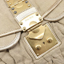 Miu Miu Matelasse Hand Bag Canvas Beige Gold Tone Auth bs37124-21