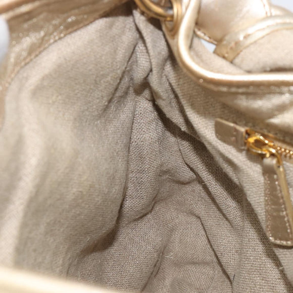 Miu Miu Matelasse Hand Bag Canvas Beige Gold Tone Auth bs37124