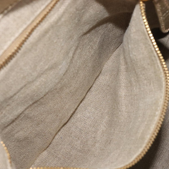 Miu Miu Matelasse Hand Bag Canvas Beige Gold Tone Auth bs37124