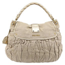 Miu Miu Matelasse Hand Bag Canvas Beige Gold Tone Auth bs37124-2