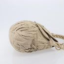 Miu Miu Matelasse Hand Bag Canvas Beige Gold Tone Auth bs37124-3