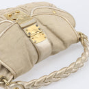 Miu Miu Matelasse Hand Bag Canvas Beige Gold Tone Auth bs37124-6