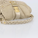 Miu Miu Matelasse Hand Bag Canvas Beige Gold Tone Auth bs37124-7