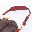 LOEWE Hand Bag Leather 2way Bordeaux Gold Tone Auth bs37128A-15