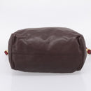 LOEWE Hand Bag Leather 2way Bordeaux Gold Tone Auth bs37128A-5