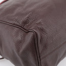 LOEWE Hand Bag Leather 2way Bordeaux Gold Tone Auth bs37128A-18