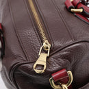 LOEWE Hand Bag Leather 2way Bordeaux Gold Tone Auth bs37128A-19