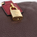 LOEWE Hand Bag Leather 2way Bordeaux Gold Tone Auth bs37128A-20