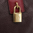 LOEWE Hand Bag Leather 2way Bordeaux Gold Tone Auth bs37128A-21