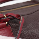 LOEWE Hand Bag Leather 2way Bordeaux Gold Tone Auth bs37128A-10