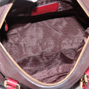 LOEWE Hand Bag Leather 2way Bordeaux Gold Tone Auth bs37128A-11