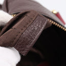 LOEWE Hand Bag Leather 2way Bordeaux Gold Tone Auth bs37128A-12