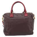 LOEWE Hand Bag Leather 2way Bordeaux Gold Tone Auth bs37128A-2