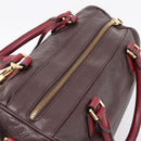 LOEWE Hand Bag Leather 2way Bordeaux Gold Tone Auth bs37128A-6