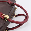 LOEWE Hand Bag Leather 2way Bordeaux Gold Tone Auth bs37128A-7