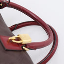 LOEWE Hand Bag Leather 2way Bordeaux Gold Tone Auth bs37128A-14