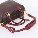 LOEWE Hand Bag Leather 2way Bordeaux Gold Tone Auth bs37128A-8