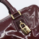 LOEWE Amazona 28 Hand Bag Patent Bordeaux Gold Tone Auth bs37131-20