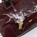 LOEWE Amazona 28 Hand Bag Patent Bordeaux Gold Tone Auth bs37131-21
