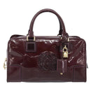 LOEWE Amazona 28 Hand Bag Patent Bordeaux Gold Tone Auth bs37131-2